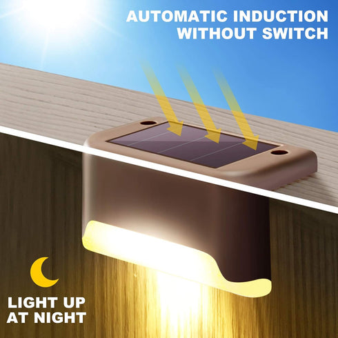 DenicMic 16 Pack 4000K Solar Deck Lights Outdoor Waterproof Warm White LED for Step Fence Patio Yard Stair Balcony