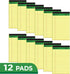 KAISA Legal Pad Writing Pads, Narrow Ruled 5"x8" 50 Sheets Perforated Recycled Paper Notepad, Yellow/Canary (12 pads)