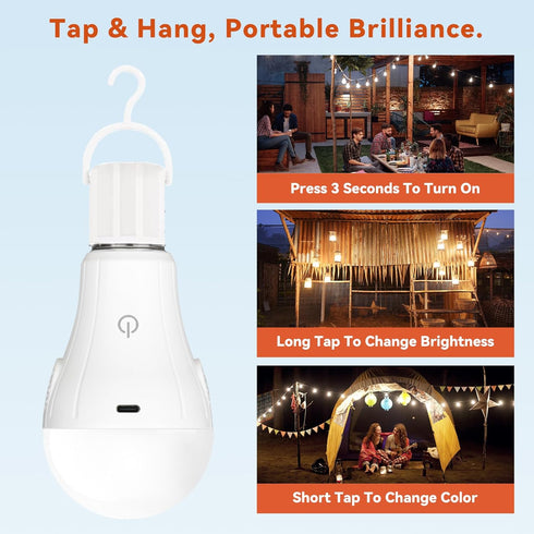 Neporal MagicGlow Rechargeable Light Bulbs, 3000-6000K, E12, 2 Count