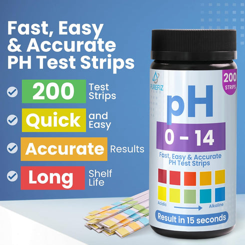 0-14 200 pH Test Strips | Universal Strips for Fast, Accurate pH Testing | Litmus Paper for Water, Pools, Kombucha