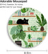 Cat Mouse Pad, Cute Small Round Travel Mousepad for Wireless Mouse - Plant Leave Mini Computer Mouse Mat