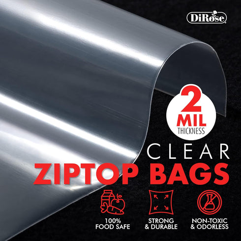 DiRose Pack of 1000-1x1 2 mil Clear Reclosable Zipper Plastic Bags, Resealable Zip Top Lock for Storage