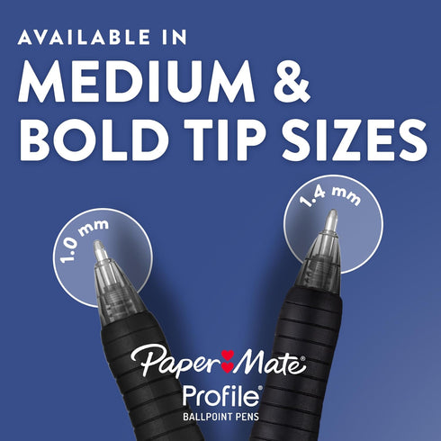 Paper Mate Profile Retractable Ballpoint Pen, Medium Point (1.0mm), Red, 12 Count