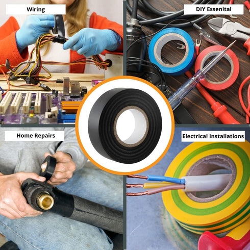 GTSE Black PVC Electrical Insulation Vinyl Tape, ¾ in x 66ft, Triple Pack of Premium Tape