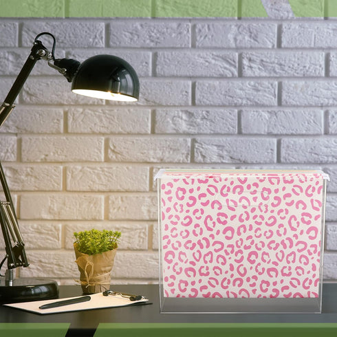 Hanging File Organizer Box - Acrylic File Folder Organizer for Letter Size Folders with Handles, Clear Desk Hanging