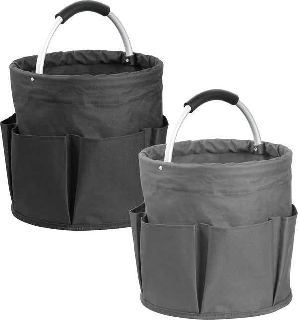 2Pack 17L Foldable Cleaning Supply Caddy with Handle, Portable Bucket Tool Organizer,