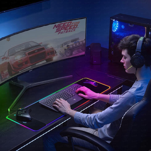 AIBICIDI 15W, 800x300x4mm, 13 RGB Gaming Mouse Pad with Wireless Charging XXL Extra Large LED Mousepad Light Modes