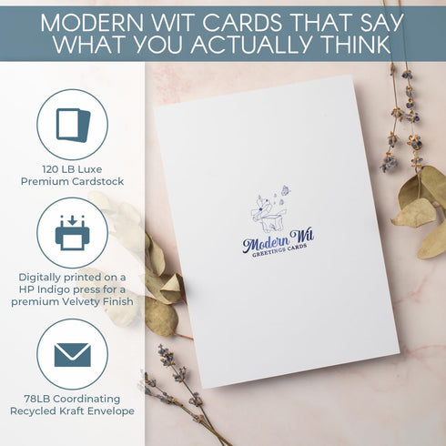 Funny Birthday Card for Husband Wife, Greeting Gift Card with Envelope, Blank Inside, Made in USA