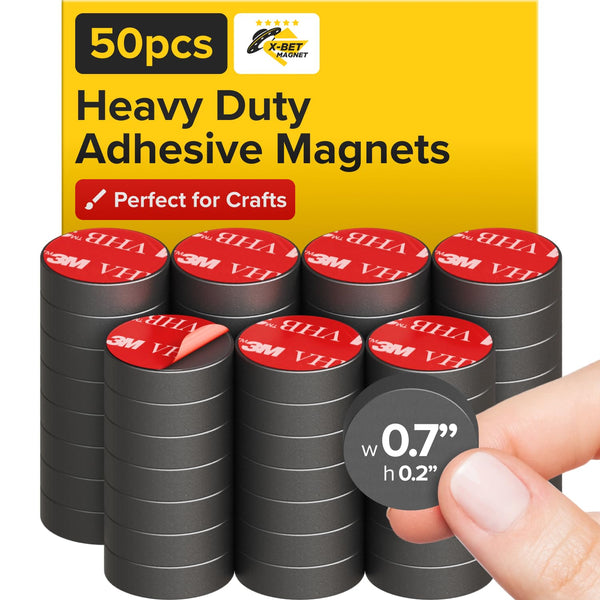 X-bet MAGNET Adhesive Magnets, 50 Pieces, Round Disc with Strong Sticky Adhesive Backing, Ideal for DIY, Craft, Kitchen