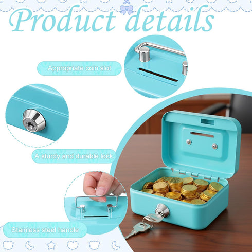 Xosjska 4 4.5 3.3 2 Inch Set Pieces Small Money Box with Lock and Slot x x Metal Cash Box with Key Lock Metal Cash Boxs