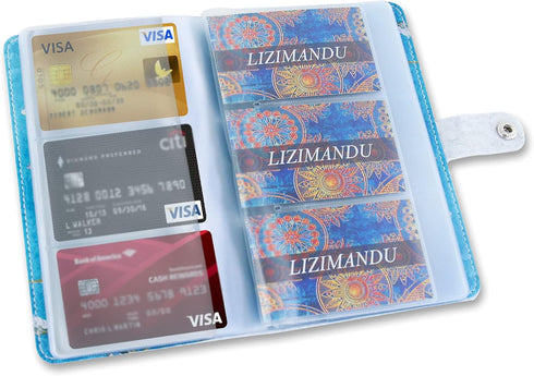 lizimandu Business Card Holder Book, PU Leather Organization Binder for Men & Women, Up to 96 Cards Capacity, 1-Peach