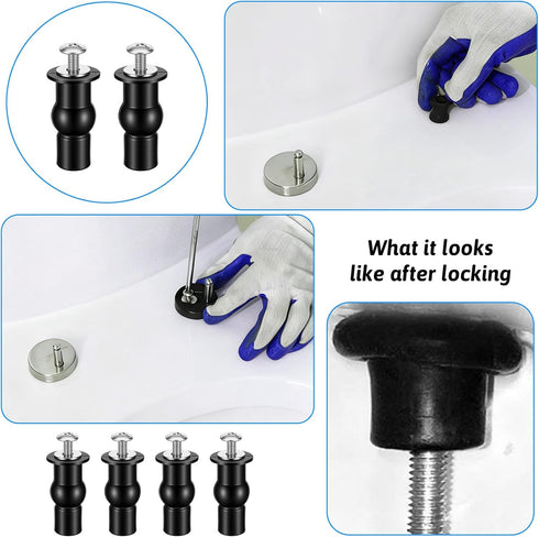 Xinjoduz 4 Set 10mm Stainless Steel Toilet Seat Bolts, Toilet Seat Screws Replacement Kit with Expanding Rubber Nuts