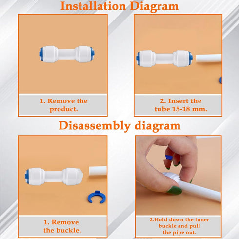 4 Pack 1/4inch to 3/8inch OD Quick Straight Push Connector for RO Water Systems Purifiers Filters
