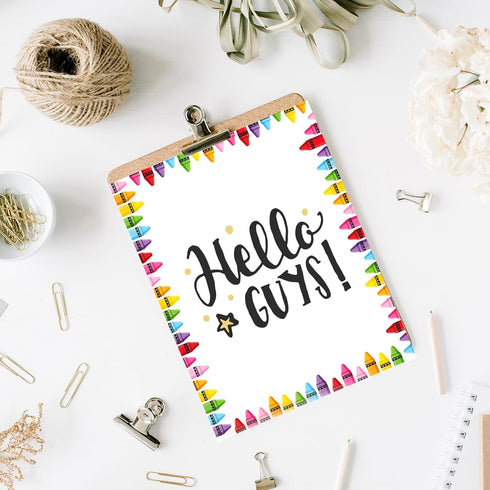 80 8.5 11 Whaline Sheets Colorful Crayon Border Stationery Paper Cute Letterhead Letter Writing Paper Single-Sided