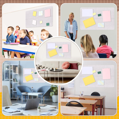Large Beige Felt Bulletin Board 36 x 24, 8 Pcs Adhesive Tiles for School Office