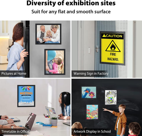VAIIGO 8.5" 11" 2Pack) x Magnetic Self-Adhesive Display Frame, Double Sided Window Magnetic Sign Holder with Clear PVC