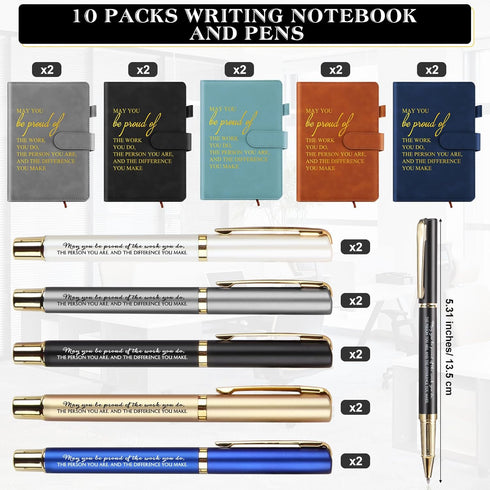 Kosiz 20 Pcs Multicolor Employee Appreciation Gifts - Inspirational A5 Leather Journal Notebooks with Motivational Pen