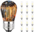 Svater 15 Pack 2W S14 Replacement LED Bulbs, Dimmable Vintage Edison Lights, E26 Base, IP65 Waterproof