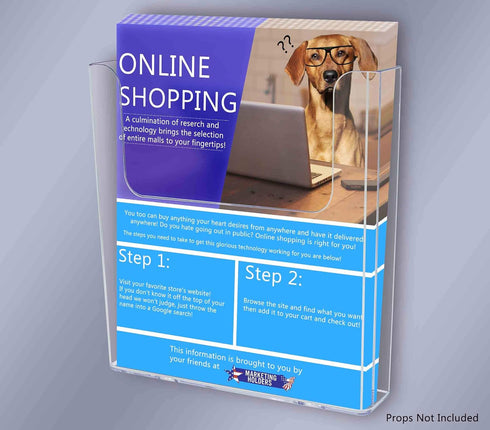 8.5" Marketing Holders Window Mount Brochure Holder Wide with Suction Cups for Flyer Display Clear Acrylic Glass Mount