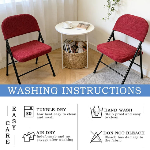 Daunkang 2Pcs Armless Set 1 Folding Chair Cover Stretch Split Office Computer Chairs Slipcovers Jacquard Foldable Desk