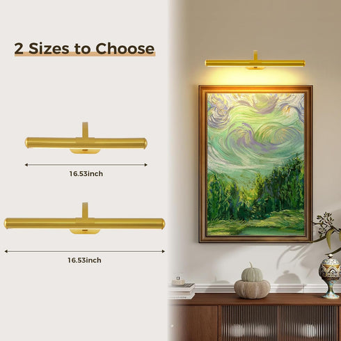 16.54 Inch 3 Dimmable Joossnwell Touch Control Picture Light, Gold Rechargeable Battery Wall Sconce, Magnetic CCT Art