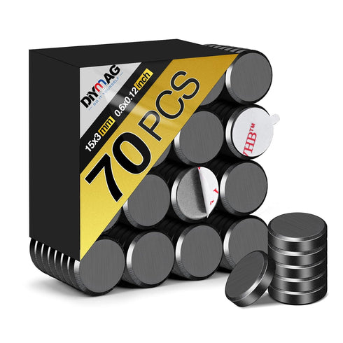 DIYMAG 70Pcs Small Ceramic Magnets for Crafts, Round Disc Magnets with Adhesive Backing for School Projects