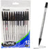 BAZIC Ballpoint Pen Pure Black Color Stick Pens, 1.0 mm Bold Point, 12/Pack