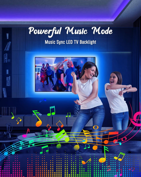 LED Lights for TV Led Backlight, 13.1ft USB RGB TV Led Light Strip for 40-65 inch TV Behind Lighting Color Changing Led TV Lights with Remote Music Sync Bluetooth APP Control for Bedroom Computer PC