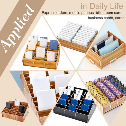BENECREAT 24-Grid Wooden Cell Phone Storage Box, Mobile Phone Management Organizer for Office