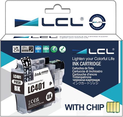 LCL LC401 Black Ink Cartridge Replacement for Brother LC-401BK for MFC-J1010DW MFC-J1012DW Printer (1-Pack)