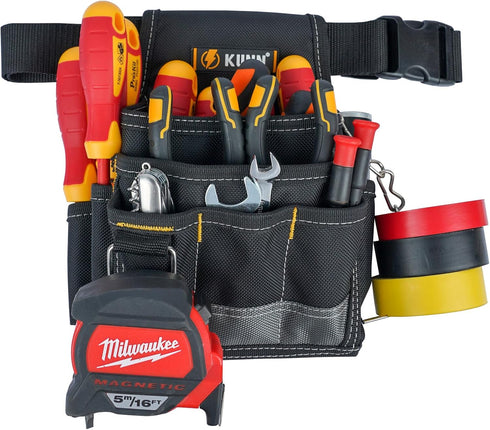 KUNN Electrician Tool Pouch - Durable Small Maintenance Tool Pouch Belt with Clip