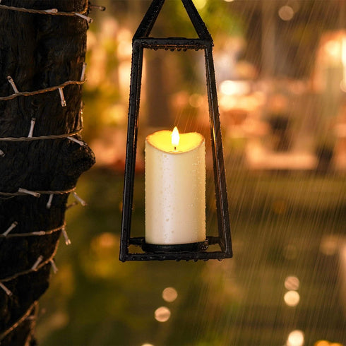 Homemory Outdoor Waterproof Flameless Candles - 6"x3" LED Candles with Remote and Timers, Set of 2 Ivory White