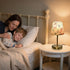 Dimmable ALAZA Table Lamp for Bedroom Nightstand Pink Peonies Rose Flower Bedside Lamp with USB Port Fabric Shade Desk