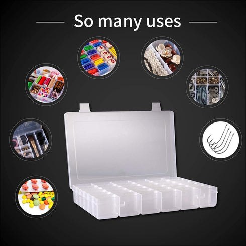 Yinpecly Component Storage Box, 143x100x30mm Plastic Organizer Container with 5 Grids for Electronic Components, Clear