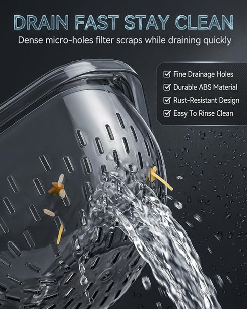 (1PC) Corner Strainer for Kitchen Sink, Magnetic Triangle Sink Strainer Drying Rack, Drain Basket with Twist-Open