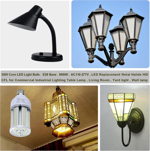 Amazon High Brightness LED Light Bulb, 300W/200W/100W/60W A23 LED Corn Light Bulb, 5000 Lumen 5000K