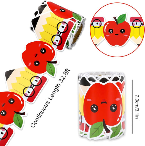 FYSUIMU Back to School Bulletin Board Border Cartoon Pencil Apples Die Cut Trim Border Roll for Classroom Chalkboard