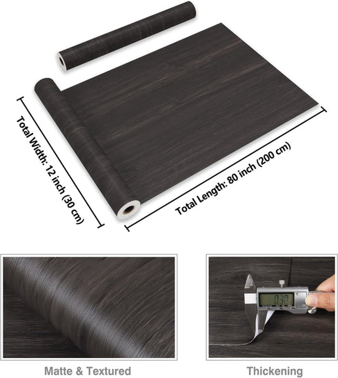 CRE8TIVE Dark Wood Contact Paper, Peel and Stick Faux Wood Wallpaper, 12"x80", Waterproof for Kitchen Countertops