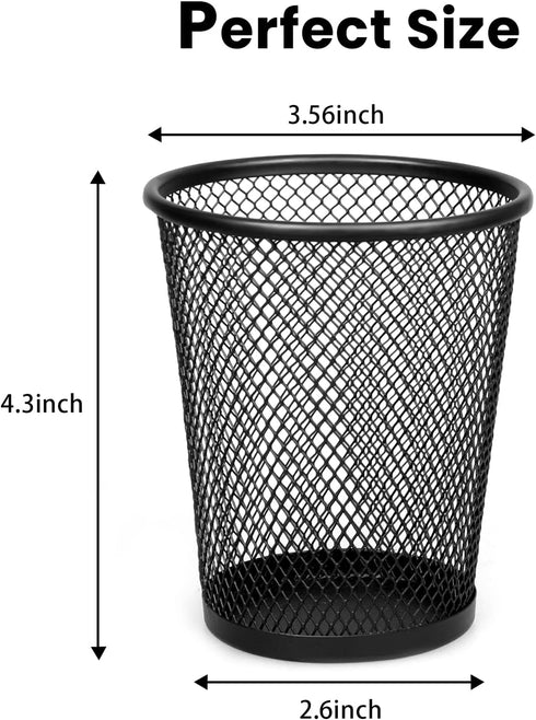 QYH Mesh Pencil Holder Metal Pen Cup Black for Desk 6 Packs by QYH