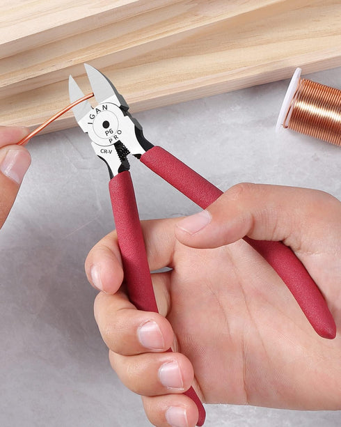 IGAN-P6 Wire Cutters (Pack of 2): 6-inch Ultra Sharp Side-cutting Pliers for Crafts, Electrical, Clean Cuts