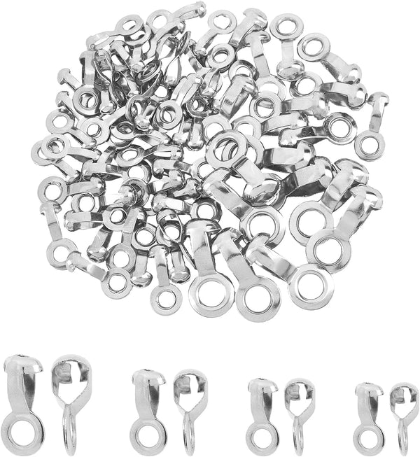NBEADS 70 Pcs Ball Chain Pull Loop Connectors - Fit for 2.4mm/3mm/4.5mm/6mm Stainless Steel