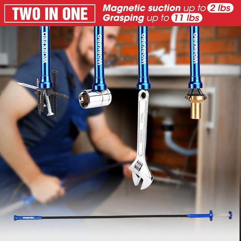 WORKPRO 4PC Telescoping Magnetic Pick Up Tool Kit, Includes Inspection Mirror, Magnetic Pick Up Tool