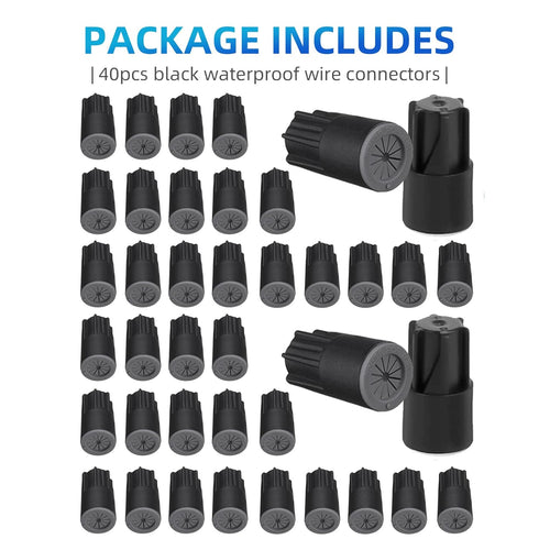 40PCS Waterproof Outdoor Wire Electrical Connectors, Sealant Twist Nuts for Landscape Light and Wet Location