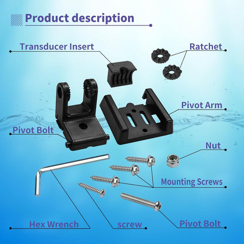 7400931 XNT Transducer Bracket, Mounting Plate for MHX XNT Model Transducers, Transom Mounting Hardware Kit