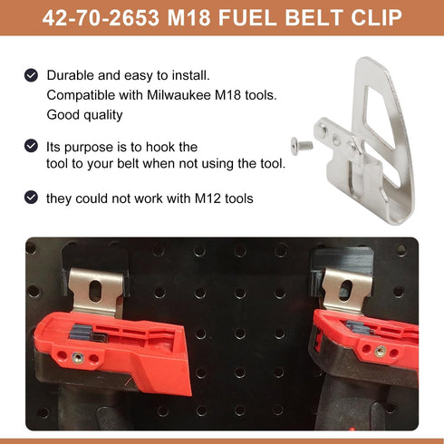 6 Pack 42-70-2653 M18 Fuel Belt Clip/Hook for Milwaukee Work Tool Models 2604-20, 2604-22