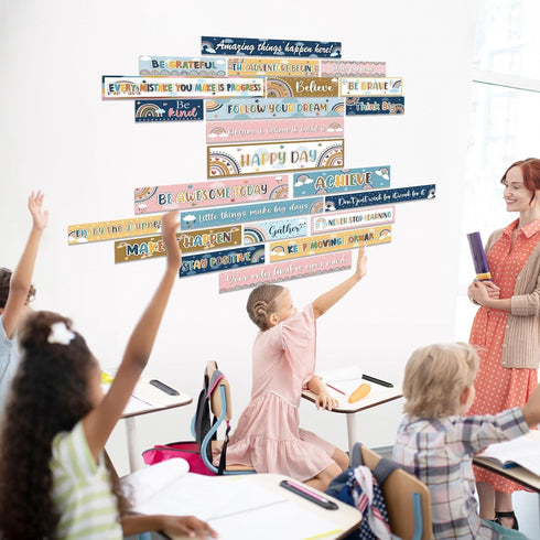 gisgfim 23Pcs Inspirational Bulletin Board Decorations, Laminated Quote Positive Affirmation Banners for Classroom