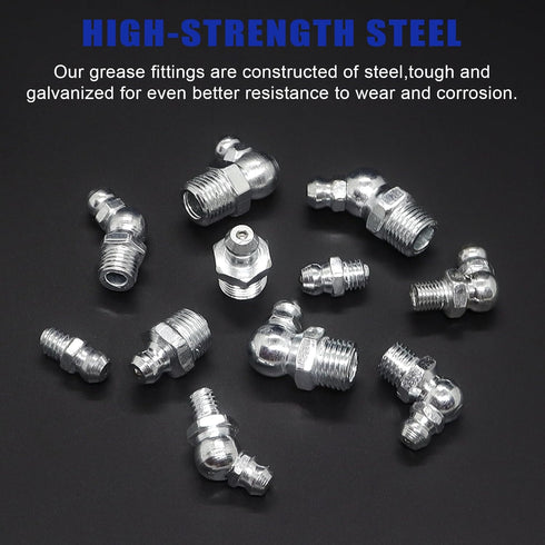 168 PCS Metric Hydraulic Grease Fittings Assortment, Grease Nipple Kit with M6, M8, M10