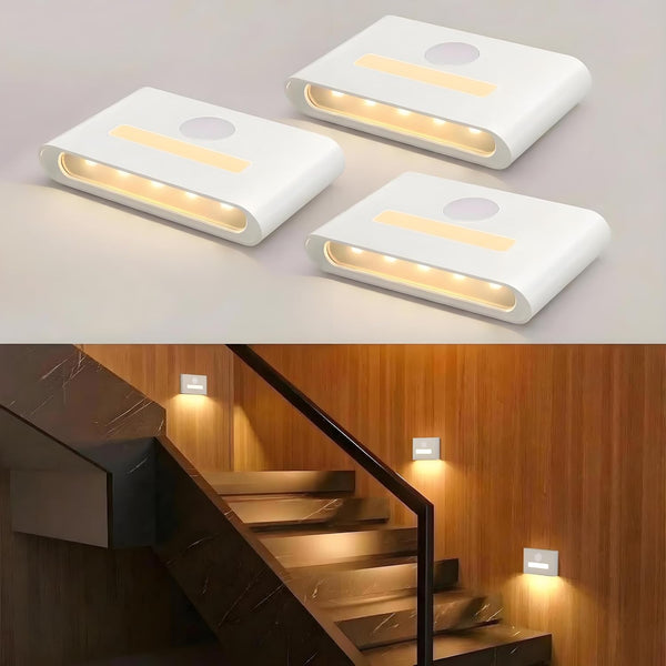 WOBSION Rechargeable Wireless Motion Sensor Stair Lights, Stick-On Wall Light with Dual