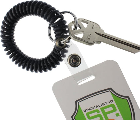 Specialist ID 5 Pack - Ultimate Wrist Coil Badge Holder with Card Strap, Premium Elastic Bungee Keychains