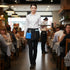 Qulkws 1 Pack Server Apron with Multiple Pockets Work Apron Black Half Aprons with Adjustable Waist Belt Waist Aprons